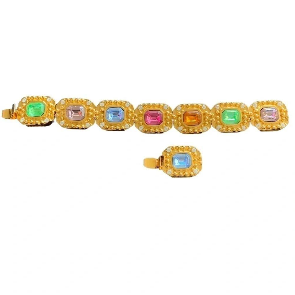 KJL Kenneth Jay Lane Multi Color Cut Glass Crystal Bracelet - Picture 9 of 9